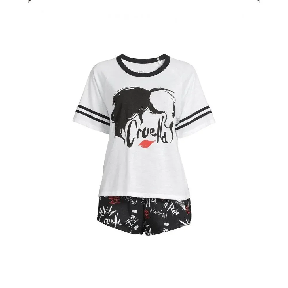 Disney Cruella Short Sleeve T-Shirt Sleep Shorts Socks 3 Piece Set Size XS (0-2) - Picture 3 of 7